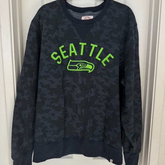 EUC, ‘47 Seattle Seahawks Crew Neck Sweater Gray Camo, NFL, Men's Size 2XL - Picture 1 of 8